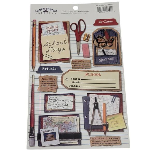 VTG Karen Foster‎ Design Stickers My School Year 10442 16 Pc Scrapbooking Crafts - Picture 1 of 5